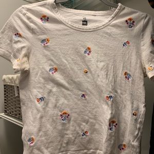 floral embroidered short sleeved t-shirt